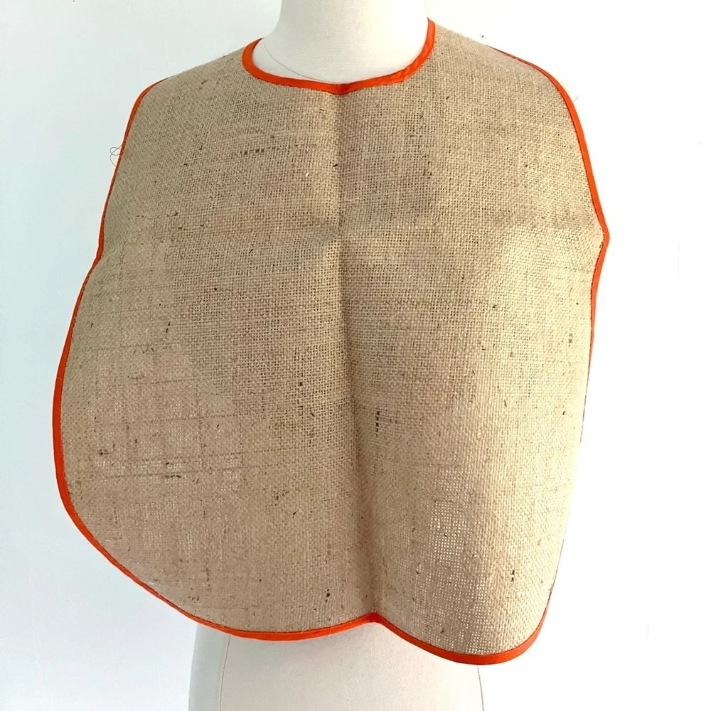 Vintage 50’s rooster burlap coated novelty bib orange & brown